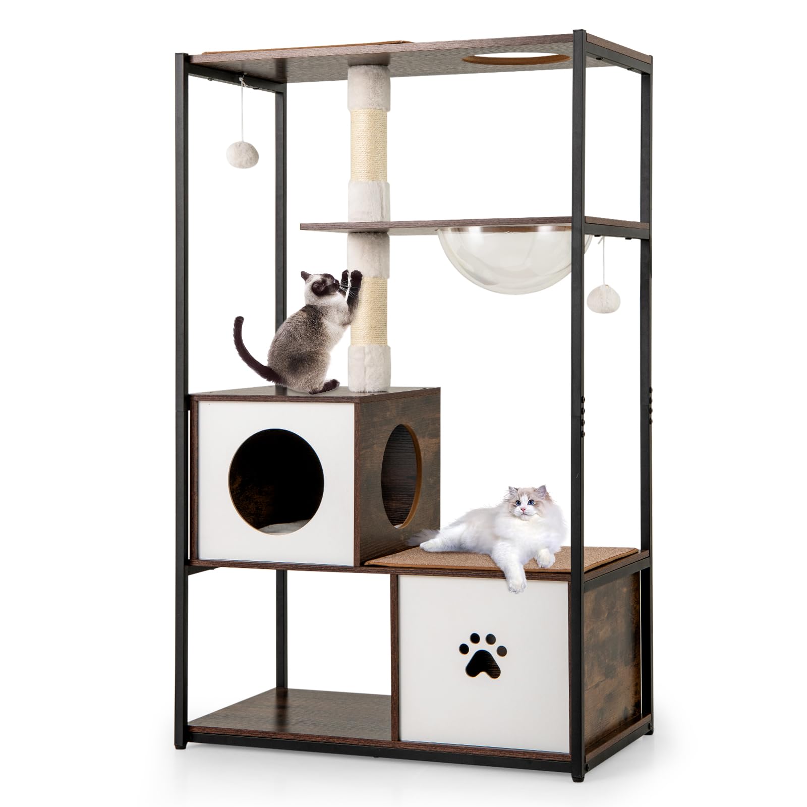 Tangkula Modern Cat Tree 52 Inch Multi-Level Cat Tower for Indoor Cats